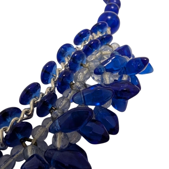 VINTAGE Glass Cobalt Choker Necklace Royal Blue Beaded German - Picture 8 of 12